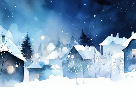 Illustration, winter, townscape, christmas, 