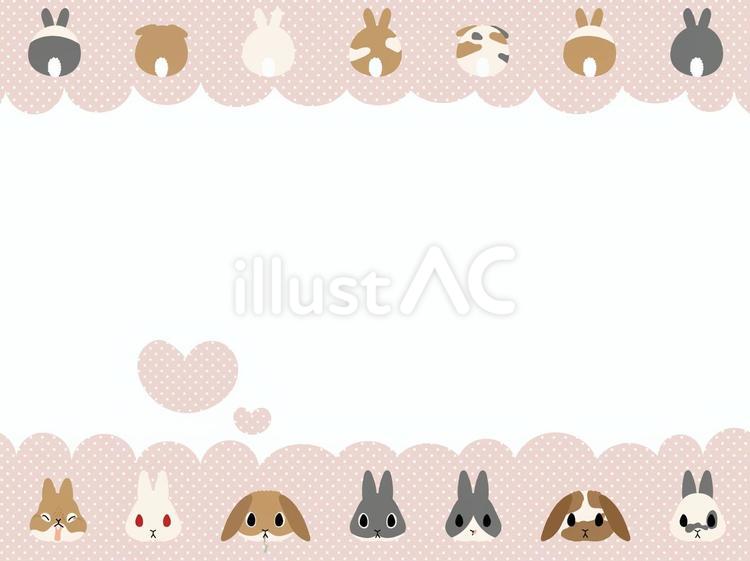 かわいいウサギいっぱいのフレーム ウサギ,うさケツ,耳のイラスト素材