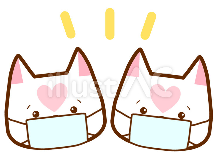 ハート模様の猫さんマスク マスク,猫,ハートのイラスト素材