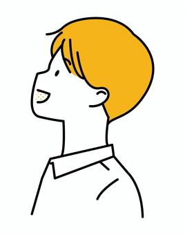 上を向く男子学生シンプル3 男子,男子高校生,高校生,中学生,学生,男性,ワイシャツ,シンプル,上,上を見上げるのイラスト素材