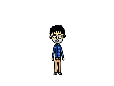 チー牛【その2】 チー牛,男,ダサい,非モテ,童貞,陰キャ,オタク,青髭,不細工,眼鏡のイラスト素材