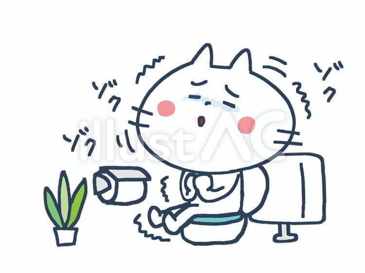 トイレタイムの猫 猫,トイレ,休憩のイラスト素材
