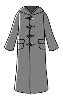 ダッフルコート 手描き,冬,上着,ポケット,ダッフルコート,コート,外套,冬服,アウター,フード付きのイラスト素材