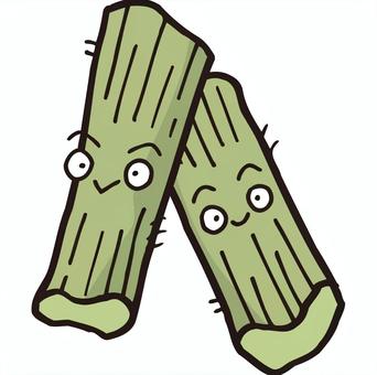 フキ かわいい,コミカル,マンガチック,ユーモラス,野菜,フキのイラスト素材