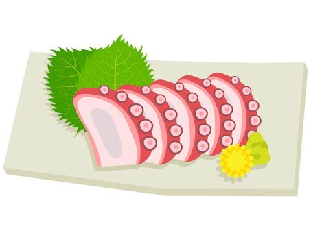 タコのお刺身 タコのお刺身 刺身,タコ,茹でダコ,タコ刺し,生物,魚介類,和食,居酒屋,紫蘇,青紫蘇のイラスト素材