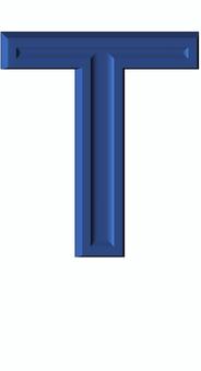 ３D加工アルファベット大文字素材青T アルファベット,大文字,立体,3d,青,メイリオ,装飾文字,フォント,デザイン,アイコンのイラスト素材