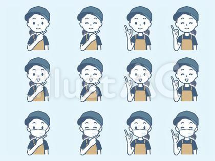 エプロン姿の女性指差し2