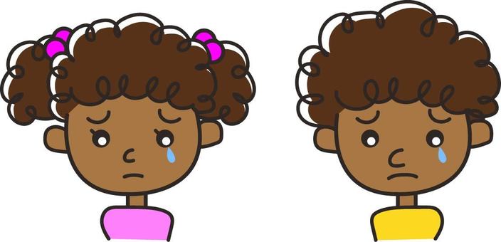 black boy and girl_cry, child, primary school students, boy, JPG, PNG and AI
