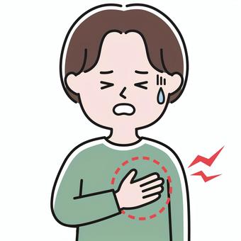 鋭い痛み 上半身 胸痛丸_影 CEM 男性,胸,胸痛,心臓,心臓病,発作,肋間神経痛,心因性胸痛,気胸,心膜炎のイラスト素材