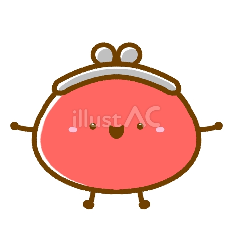 がま口ちゃん•キャラクター•にっこり がま口,財布,がま口財布のイラスト素材