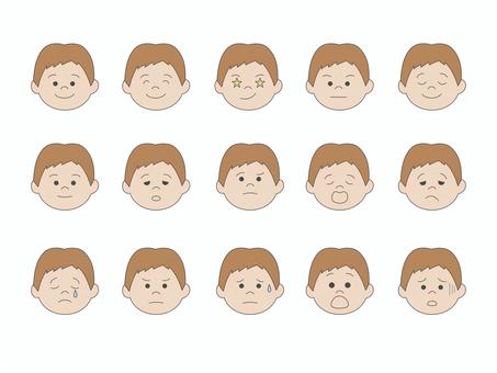 男の子の表情セット 男の子の表情セット 男の子,顔,表情,笑う,やる気,怒る,悲しい,泣く,眠い,困るのイラスト素材