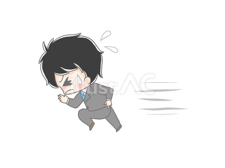 全力疾走　男性会社員１ 手描き,男性,黒髪のイラスト素材
