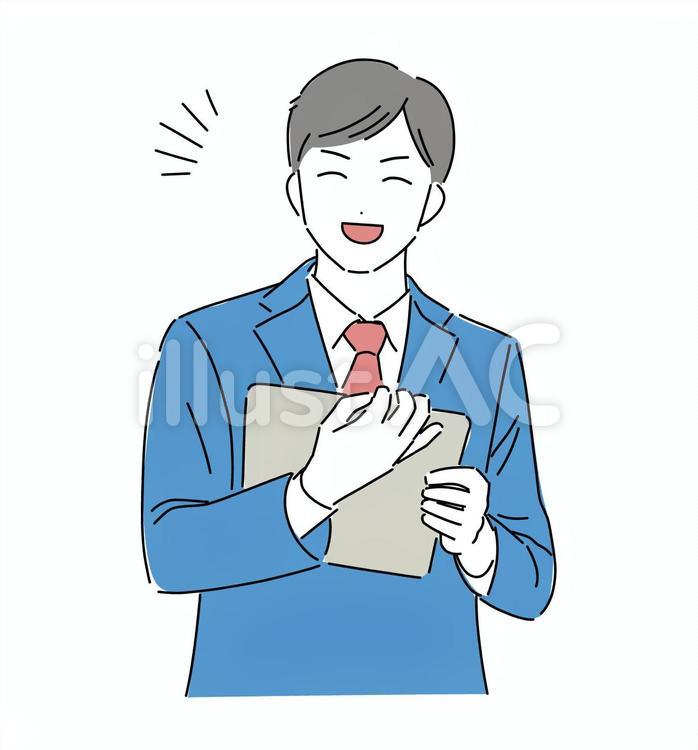 バインダーを持ったスーツの男性③ ビジネス,ビジネスマン,スーツのイラスト素材