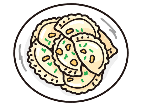 ポーランドの伝統料理ピエロギ ピエロギ,ポーランド,ポーランド料理,餃子,東欧料理,伝統料理,家庭料理,主食,軽食,クリスマスのイラスト素材