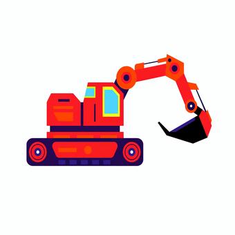 乗り物 080 ショベルカー,パワーショベル,工事車両,建設機械,ベクター,働く車,工事現場,オレンジ,車,土木のイラスト素材