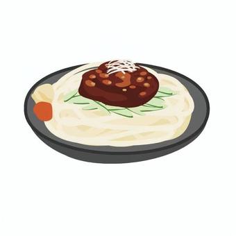 じゃじゃ麺 小学校,中学校,高校,教材,授業,社会,冷やしうどん,うどん,麺類,和食のイラスト素材