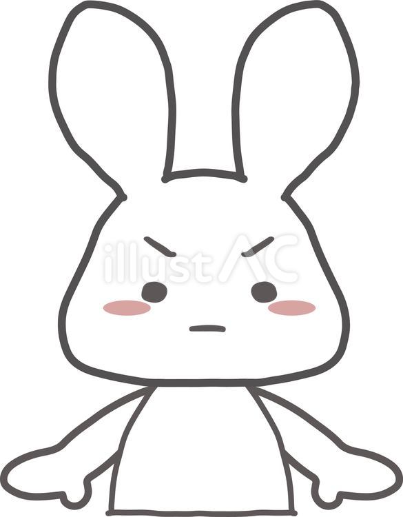 怒るウサギ（上半身） ウサギ,怒る,上半身のイラスト素材