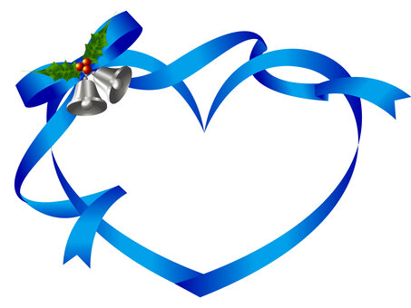 Christmas Heart Ribbon Frame, christmas, ribbon, bell, JPG, PNG and AI