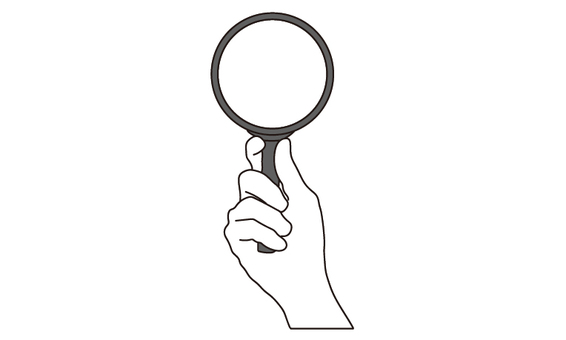 虫眼鏡を持つ手のイラスト素材 虫眼鏡,調査,ベクター,シンプル,フレーム,おしゃれ,手,情報,診断,分析のイラスト素材