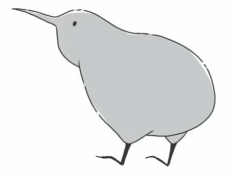 キウイバード（モノクロ） キウイ,鳥,手描き,モノクロ,シンプル,ニュージーランド,かわいい,飛べない鳥のイラスト素材