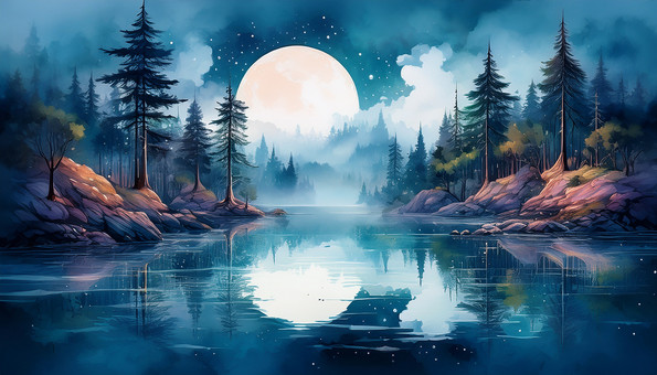 湖と月夜