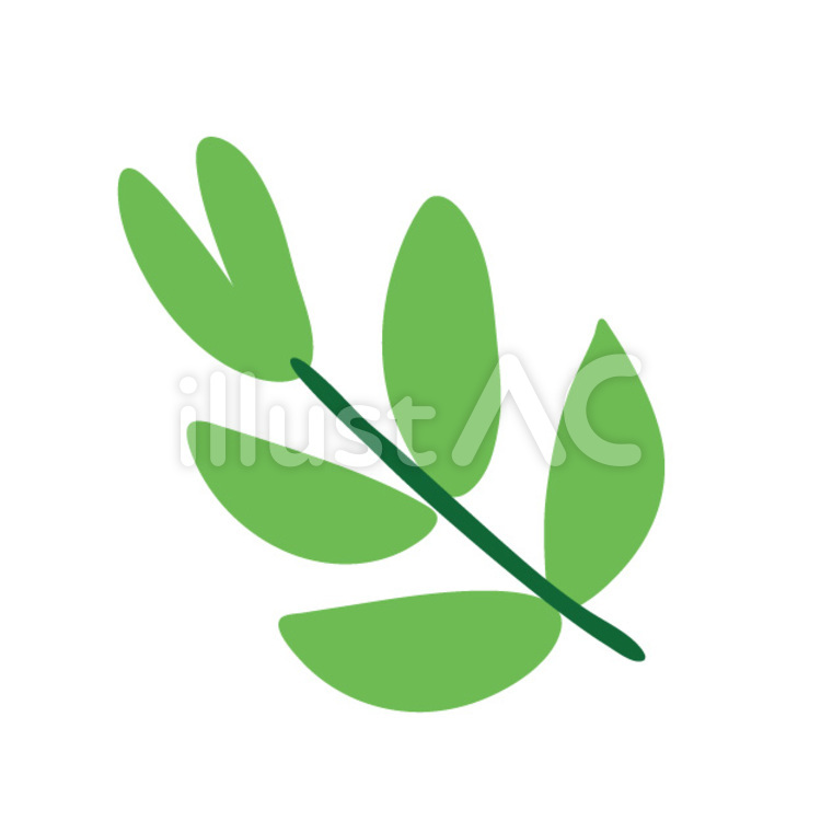 北欧風の葉（緑） 葉,若葉,北欧風のイラスト素材