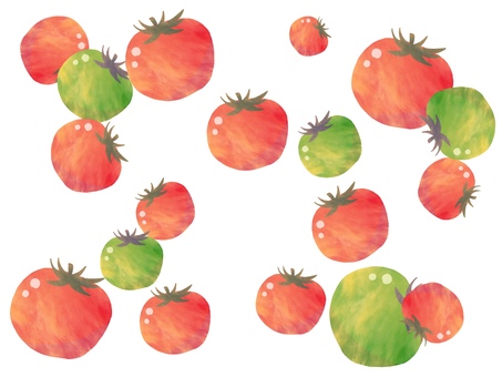 赤と緑のトマトの背景 トマト,tomato,植物,野菜,夏野菜,ベジタブル,おいしい,シンプル,素材,緑のイラスト素材
