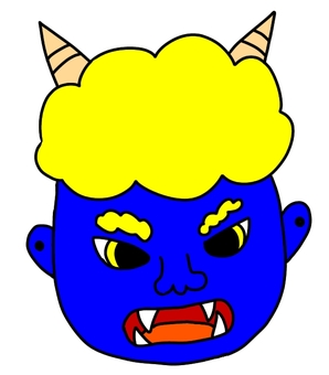 鬼のお面青 お面,鬼,節分,2月,行事,手書き,イベント,冬のイラスト素材