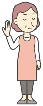  いりませんとキッパリ断る中年の女性 断る,おばさん,人,女性,中年,おばちゃん,シニア,ママ,主婦,ヘルパーのイラスト素材