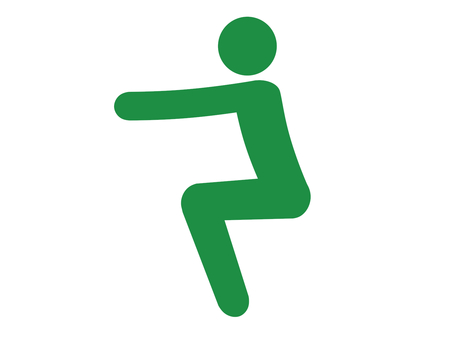 筋トレ：スクワットで足腰を鍛える人（緑） 人,人物,全身,ピクトグラム,スクワット,しゃがむ,踏ん張る,筋トレ,トレーニング,筋力のイラスト素材