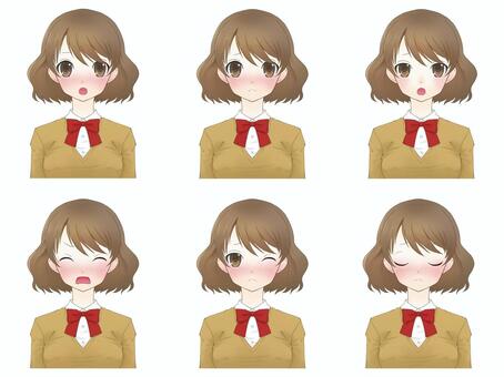 Female facial expression set _ Shy, moe, female, girl, JPG and PNG