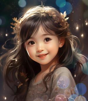 Illustration, girl, a smile, long hair, 