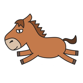 年賀状に使ってほしくて張り切る馬 馬,うま,年賀状素材,全身,走る,駆ける,年賀状,午年,干支,午のイラスト素材