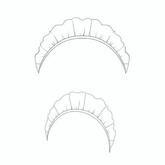 メイドカチューシャ・ヘッドドレス②線画 メイド,カチューシャ,フリル,アクセサリー,萌え,萌え系,アキバ系,シンプル,コスプレ,白のイラスト素材