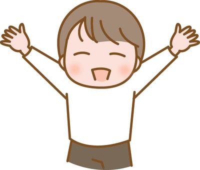 喜ぶ子ども 喜ぶ,子ども,嬉しい,バンザイ,やったー,笑顔,男の子のイラスト素材