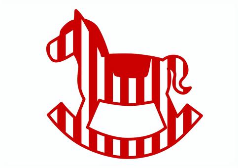 木馬 ストライプ ポップ 木馬,赤,ストライプ,シルエット,ポップ,かわいい,シンプル,イラストのイラスト素材