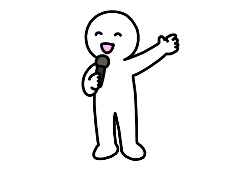 マイクで話す人 人,シンプル,手書き,マイク,仕事,司会,説明,プレゼンのイラスト素材