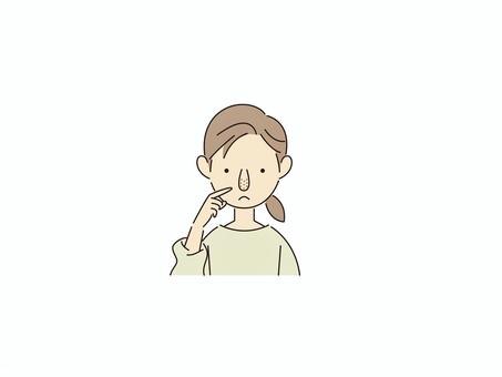 鼻の毛穴を気にする女性 女性,美容,スキンケア,肌悩み,毛穴のイラスト素材