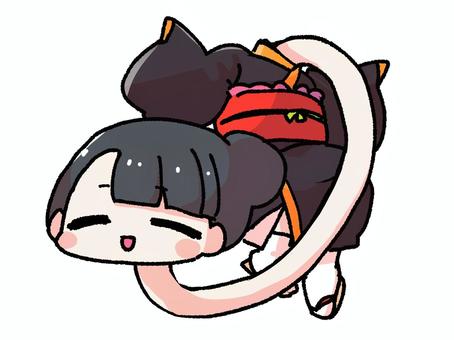 ろくろっ首な女の子 ろくろっ首な女の子 ろくろ首,妖怪,怪談,女の子,キャラクター,キャラ,sdキャラ,ちびキャラ,デフォルメ,かわいいのイラスト素材