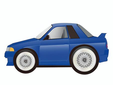 青い車