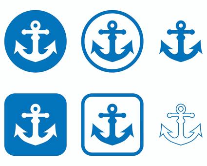 アンカー 碇 アイコンセット 青 アンカー,碇,錨,船,海,港,ヨット,停泊,造船,航海のイラスト素材