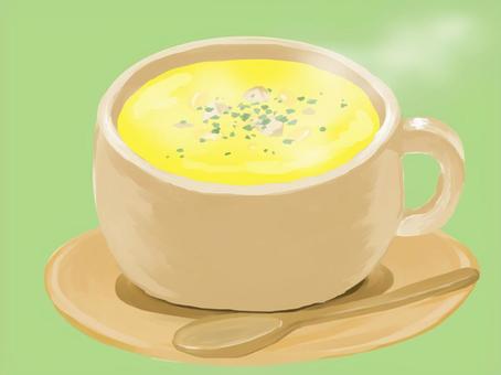 コーンスープ コーンスープ コーンスープ,コーンポタージュ,ポタージュ,スープ,コーン,食器,料理,カップ,汁,食べ物のイラスト素材