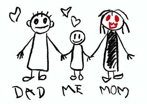 子供の描いた絵-ホラー映画・クレヨン-1 ホラー映画,ホラー,映画,子供,イラスト,落書き,怖い,パパ,ママ,クレヨンのイラスト素材