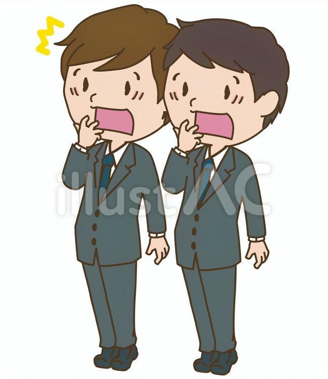 驚いてあわあわしている男性二人 驚き,びっくり,男性のイラスト素材