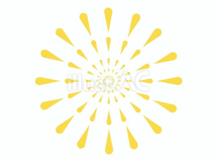 打ち上げ丸型花火の線画イラスト（黄） 花火,菊型,丸型のイラスト素材