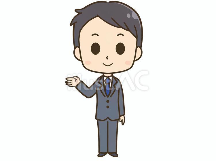 案内をするスーツ姿の男性　全身イラスト ビジネス,人物,案内のイラスト素材