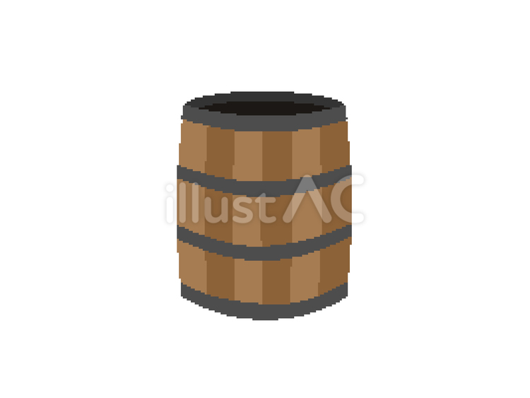 ドット絵風の木の樽 ドット絵風の木の樽 樽,入れ物,容器のイラスト素材