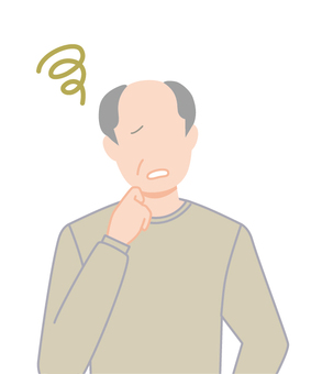 困る普通のおじさん４ 物忘れ,困る,困惑,トラブル,人,1人,人物,おじさん,男性,70代のイラスト素材