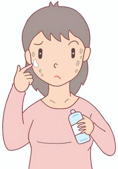 シミ・シミケア シミ,そばかす,シミ消し,シミケア,薬用クリーム,色素斑,皮膚疾患,疾患,女性,人物のイラスト素材