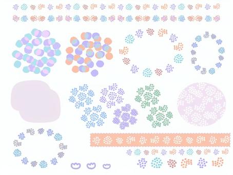 やさしいドット模様のフレームセット ドット,やさしい,ナチュラル,模様,フレーム,あしらい,ふわふわ,マステ,マスキングテープ,キラキラのイラスト素材